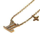 ルイ ヴィトン LV アイコニック ネックレス M00596 ゴールド メッキ ラインストーン レディース LOUIS VUITTON 【中古】